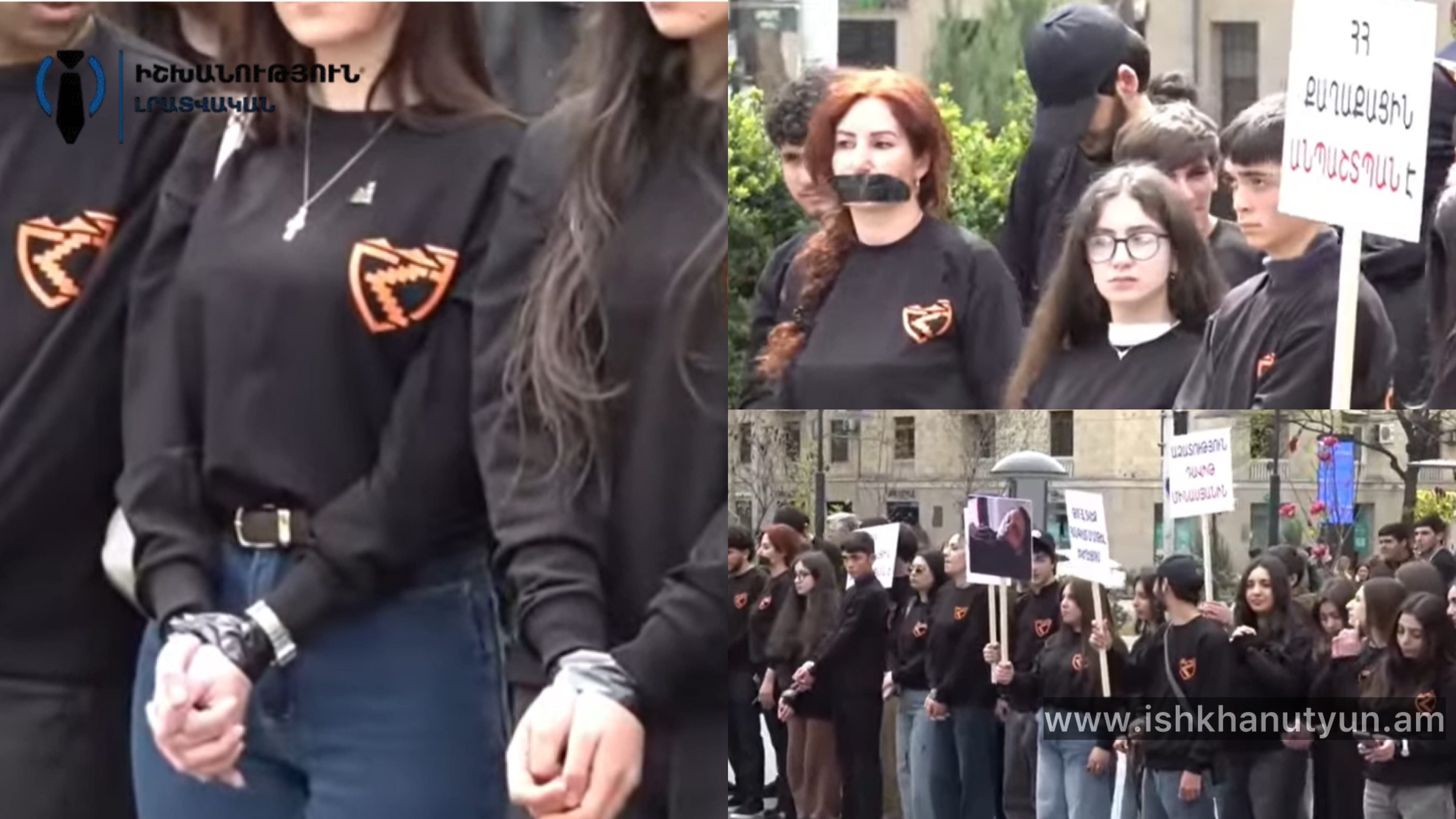 Սուրբ Աննա եկեղեցու բակում երիտասարդները բողոքի ակցիա են անում՝ հաջակցություն կալանավորված 18-ամյա Դավիթ Մինասյանի